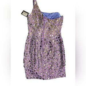 One‎ Shoulder Purple and Gold Dress